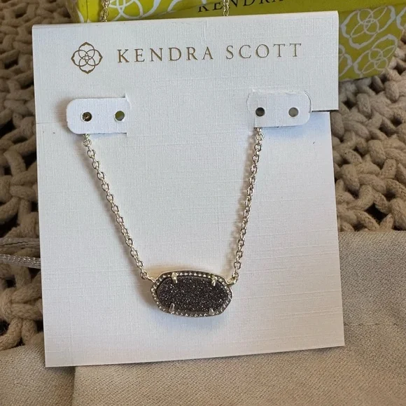 Kendra Scott Elisa Necklace in Platinum Drusy.‎